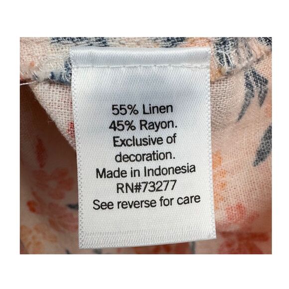 Sonoma Tank Top Women's Tie-Strap Floral Linen Blend Smocked Large Summer Resort - Picture 3 of 8